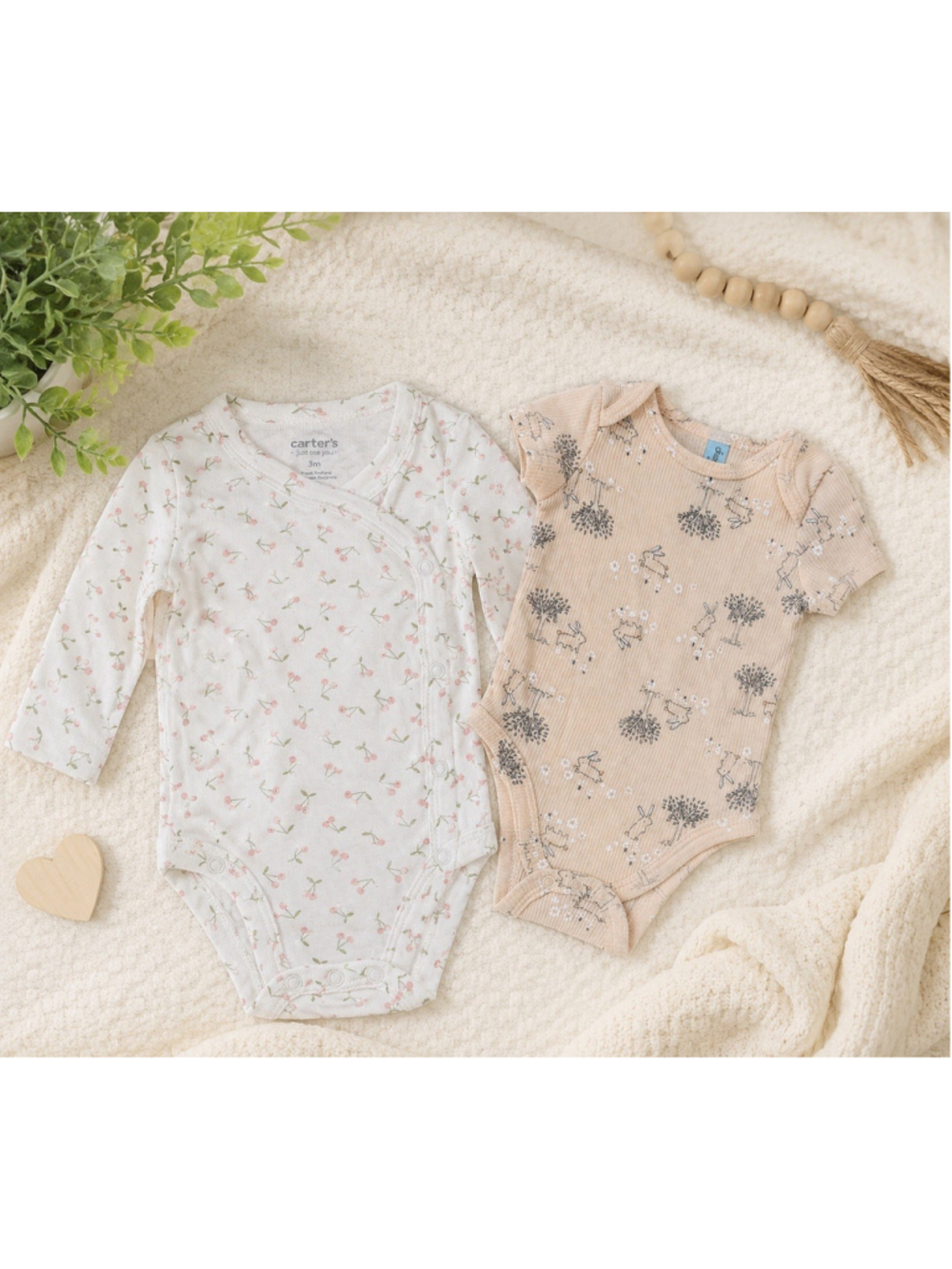 Baby Girls Bodysuit Lot 3M Floral Bunny Bodysuits